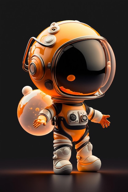 Feche acima do astronauta dos desenhos animados no traje espacial generativo ai