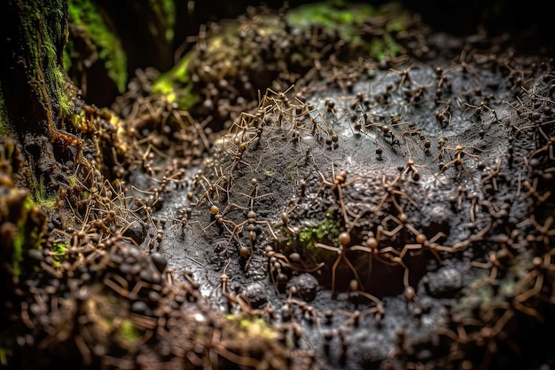 Feche acima do fungo em um toco de árvore Generative Ai