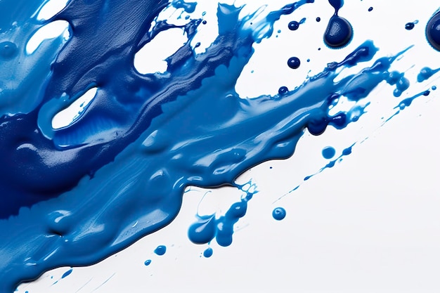 Feche as formas de tinta azul sobre fundo branco com espaço de cópia AI Generative