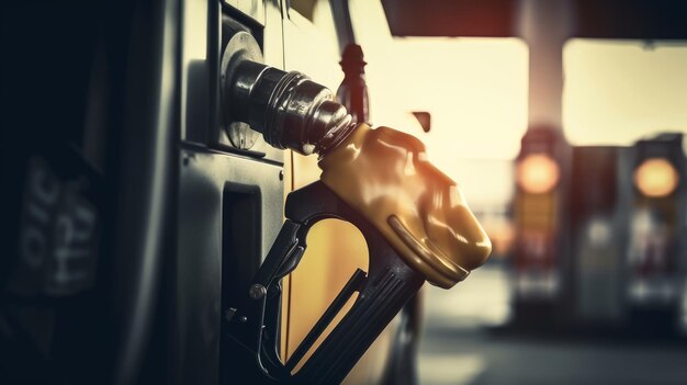 Feche o bocal da bomba no posto de gasolina Generative AI