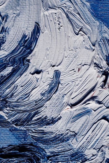 Feche o fundo de pintura a óleo abstrato azul e branco Arte contemporânea Manchas artísticas manchas