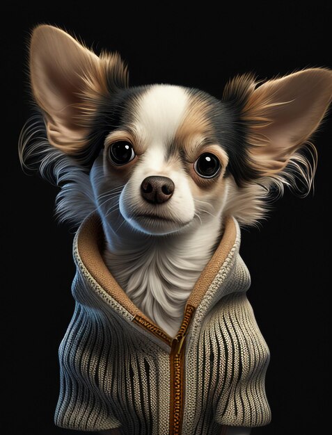 Feche o retrato de um cachorrinho muito doce Roupas casuais para animais de estimação da moda