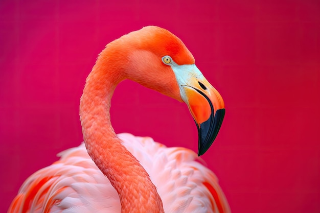 Feche o retrato do pássaro flamingo em fundo colorido pastel Generative AI