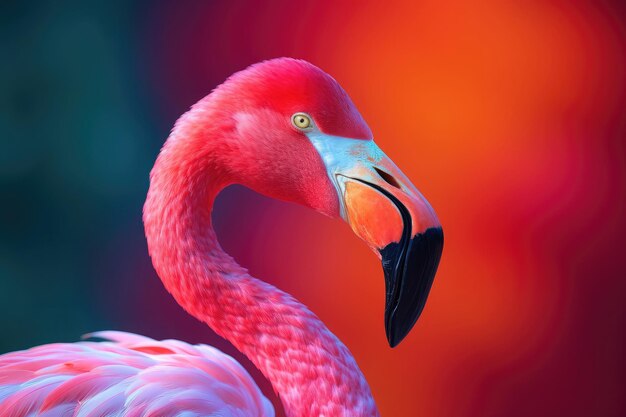 Feche o retrato do pássaro flamingo em fundo colorido pastel generative ai