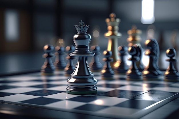 Feche o tabuleiro de jogo de competição de xadrez gerenciamento de  estratégia de figura de xadrez de negócios com ia generativa