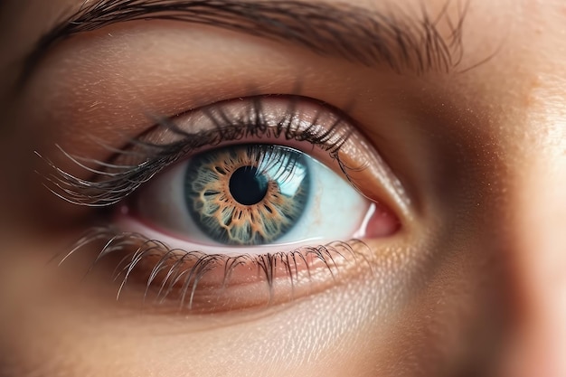 Feche os detalhes da moda macro de olhos femininos bonitos