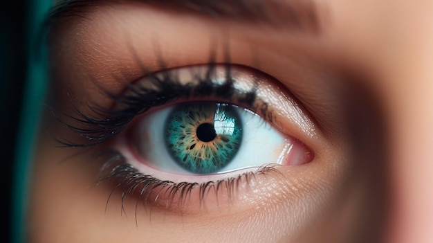 Feche os detalhes lindos olhos femininos macro fashion maquiagem natural Generative AI