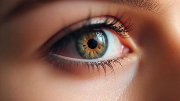 Feche os detalhes lindos olhos femininos macro fashion maquiagem natural Generative AI