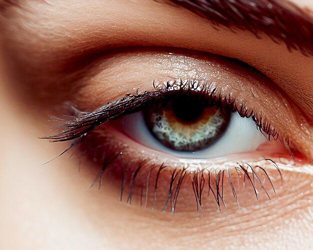 Feche os detalhes lindos olhos femininos macro moda maquiagem natural