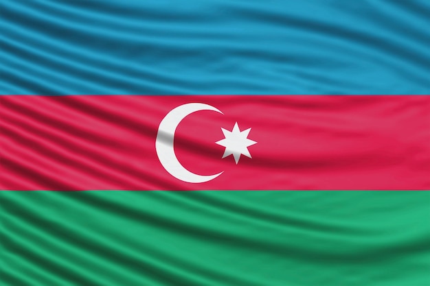 Foto fecho da onda da bandeira do azerbaijão, fundo da bandeira nacional