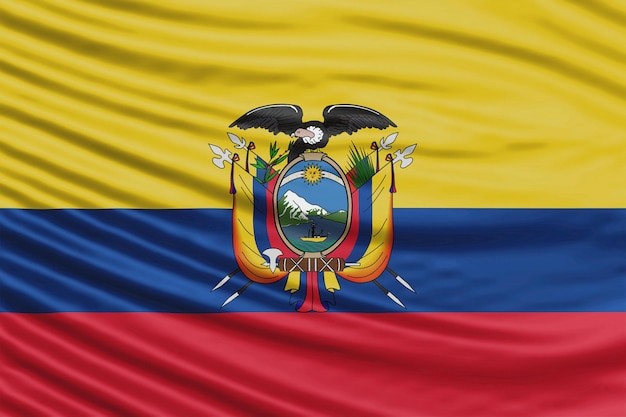 Fecho da onda da bandeira do Equador, fundo da bandeira nacional