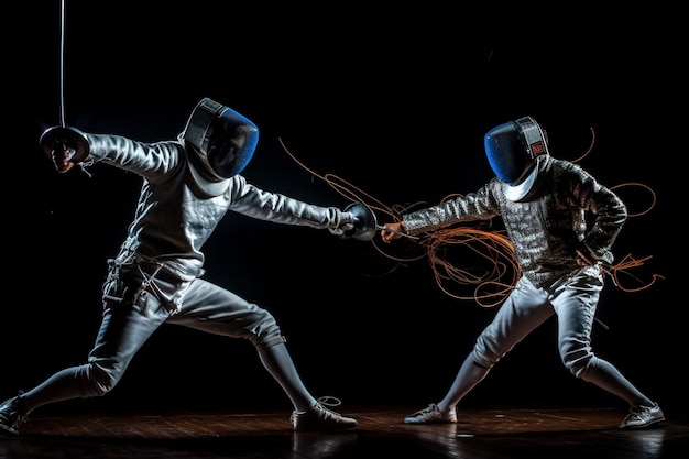 Foto fechten duell in dramatischer beleuchtung