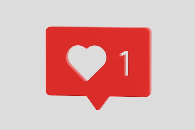 Feedback Sign rede social notificação de mídia social ícone de coração de amor simples um como notificação renderização 3D