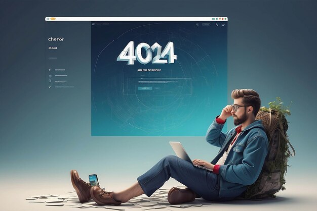 Fehler 404 mit einer Person, die nach einer Konzeptillustration sucht