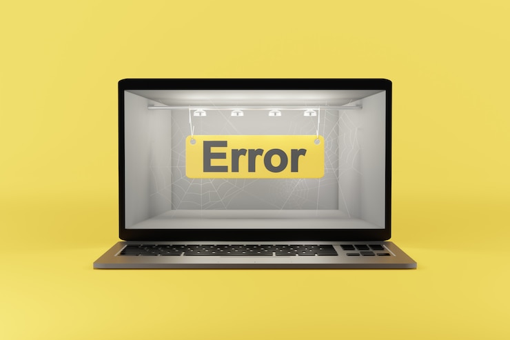 Foto fehler - text auf dem computerbildschirm. 3d-rendering.