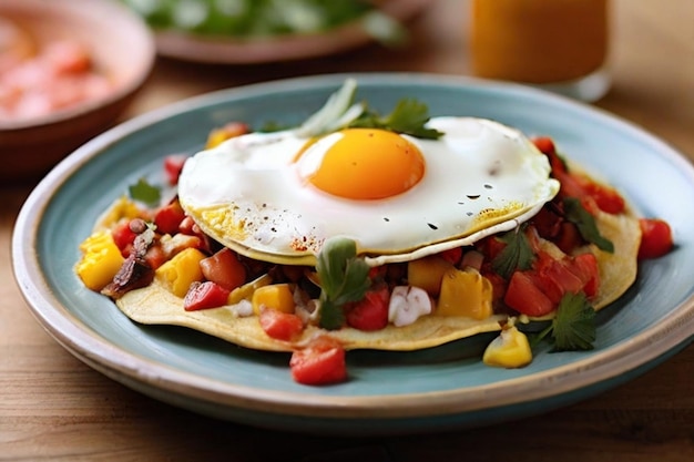 Feier auf einem Teller Lebendige Huevos Rancheros Vergnügen