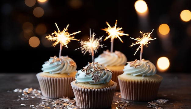 Feier des süßen Vergnügens mit einem von KI erzeugten Gourmet-Schokoladen-Cupcake