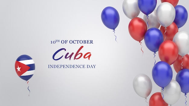 Feierbanner mit Ballons in den Farben der Kuba-Flagge.