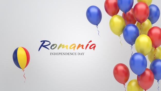 Feierbanner mit Ballons in den Farben der rumänischen Flagge.
