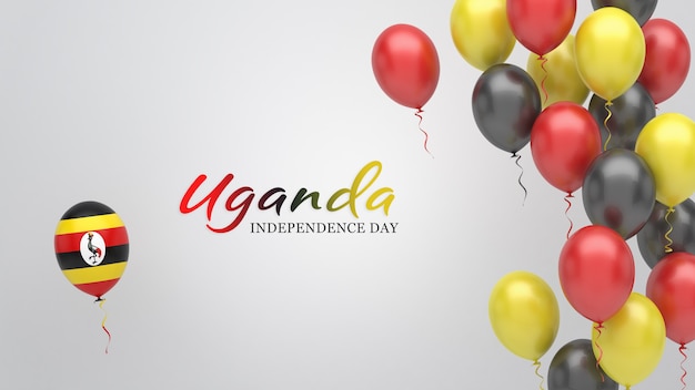 Feierbanner mit Luftballons in den Farben der Flagge von Uganda.