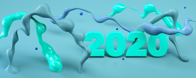 Feierfahne des neuen Jahres 2020 in den kreativen modischen Farben und im Stil