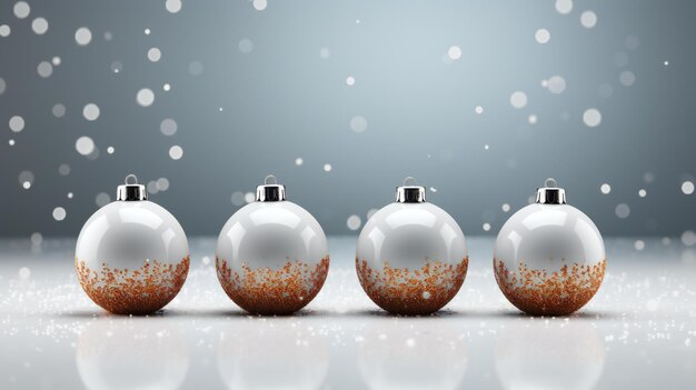 Foto feierliche eleganz schnee-staubige weihnachtskugeln glänzen mit rustikalem charme unter funkelnden weihnachtlichtern