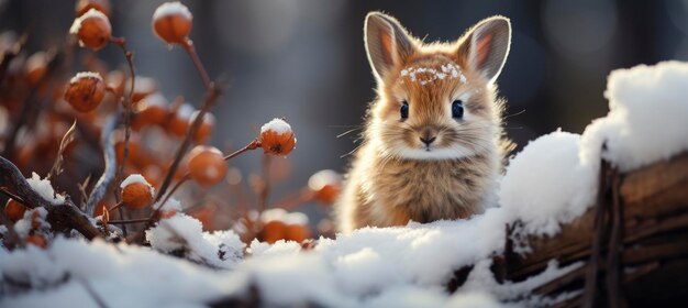 Feierliche schneebedeckte Szene mit verschneiten Hügeln, einem bergigen Dorf, Hirschen, Wald, Kiefern und Rentieren, saisonaler natürlicher Hintergrund mit Fuchshöhen und Wohnungen