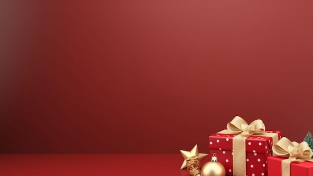 Feierliche Weihnachtskomposition mit Geschenken und Dekorationen