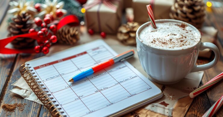Foto feierlicher kaffeepause-kalender