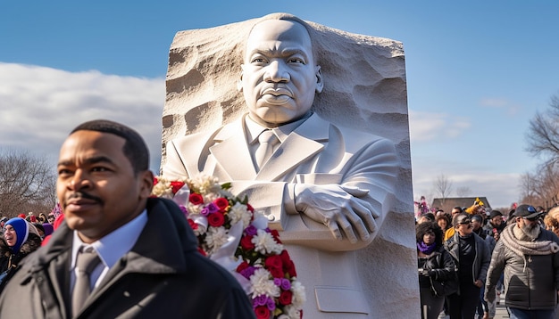 Foto feierlicher moment am martin luther king jr. memorial in washington dc mit einzelpersonen