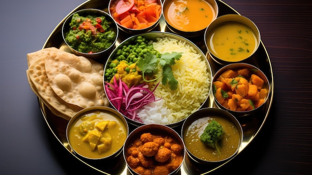 Foto feierliches mittagessen indisches essen thali