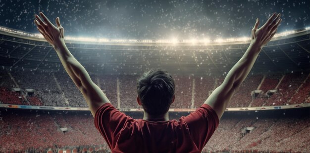 Feiern Fan Spaß Stadion Ereignis Erfolg Fußball Fußball Menschen Sport Generative KI