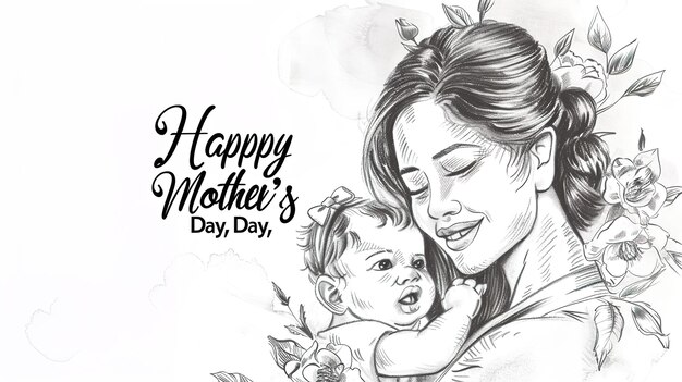 Feiern Sie den glücklichen Muttertag, indem Sie sich in den Armen halten und von Nelkenblumen umgeben sind.
