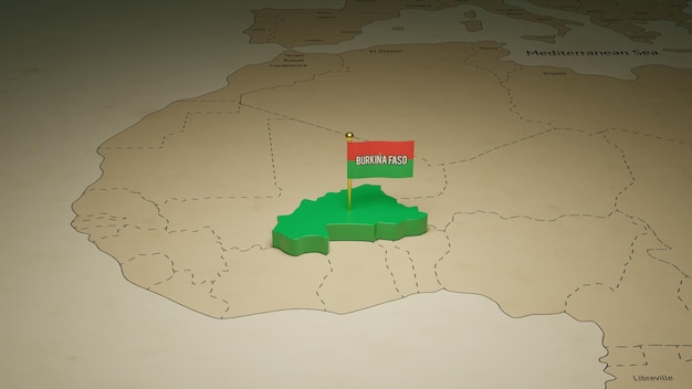 Feiern Sie den Unabhängigkeitstag mit einer 3D-Flaggenkarte von Burkina Faso