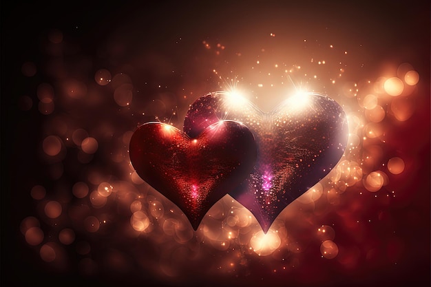 Feiern Sie Ihre Beziehung mit einem glänzenden Herzen am Valentinstag Generative Ai