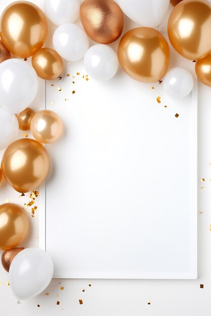 Feierrahmen-Party-Banner mit Goldballon-Hintergrund Verkauf Vektor-Illustrationen Generative KI