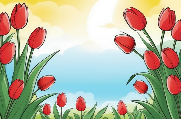 Feiertagsbanner mit süßen Oster-Eiern und Frühlingsblumen auf der grünen Frühlingswiese Blumen in der Landschaft Glückliche Oster-Grüßkarte Banner festlicher Hintergrund Kopierraum