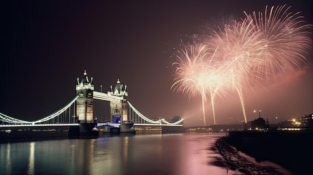 Feiertagsfeuerwerk in London Illustration AI GenerativexA