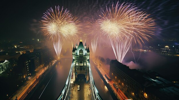 Feiertagsfeuerwerk in London Illustration AI GenerativexA