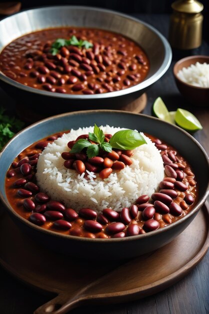 Feijão cozido em um molho de tomate temperado