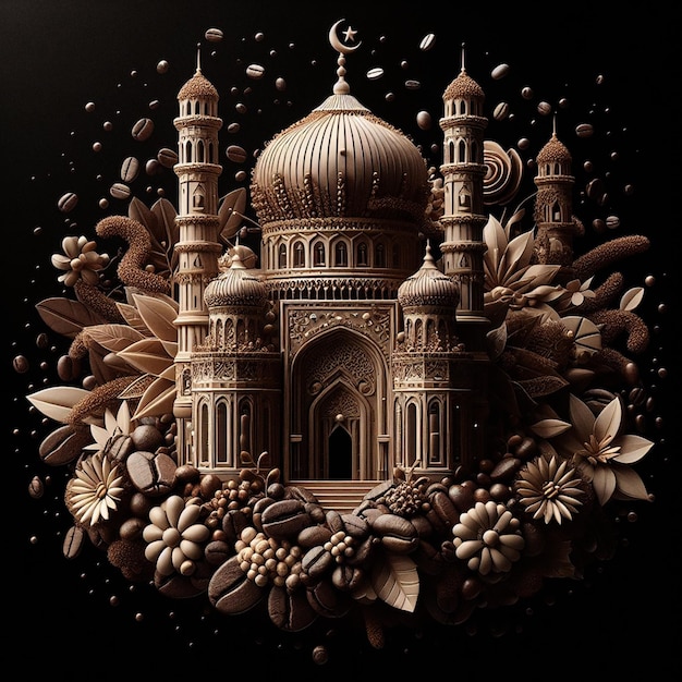 feijão de café 3D feito de mesquita