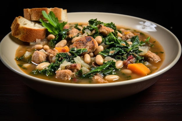 Feijão Toscano e Frango Sopa de Salsicha Italiana Italiana