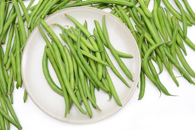 Feijão verde fresco, legumes, comida saudável