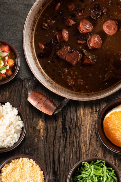 Feijoada Brasilianisches traditionelles Essen Draufsicht