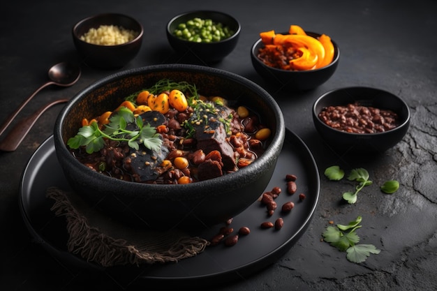 Feijoada comida brasileira Feijão e carne suína AI Generation