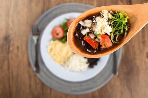 Feijoada Prato de comida tradicional brasileira Cozinha brasileira Vista de cima