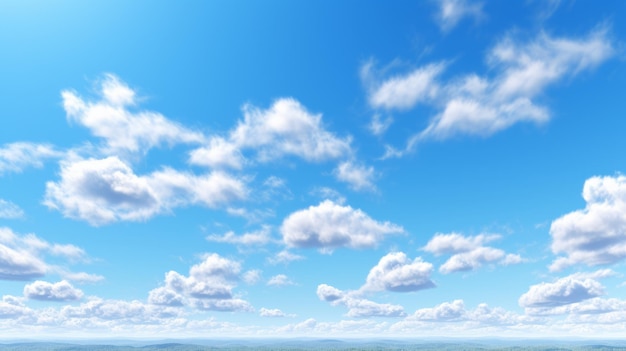 Fein gerenderte Landschaften, realistische, hyperdetaillierte Wolken am blauen Himmel