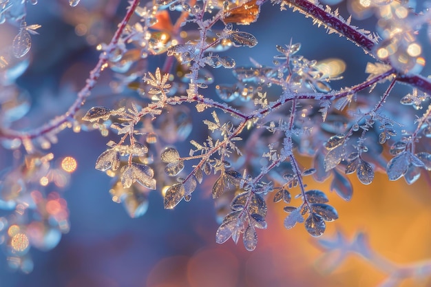 Foto feine frostkristalle schmücken eine frühlingsszene