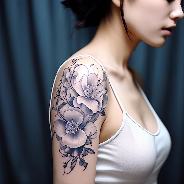 Foto feine und elegante blumen-tattoo-sketch-ideen