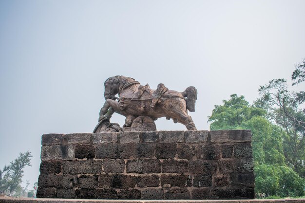 Feines Schnitzen von Skulpturen Sonnentempel von Konark in Indien